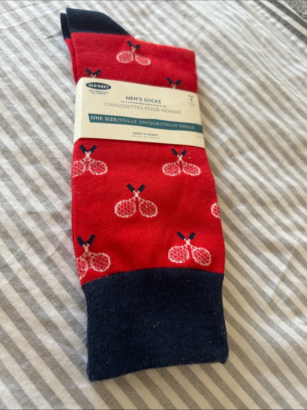 Old Navy Red Crew Socks with Navy Accents